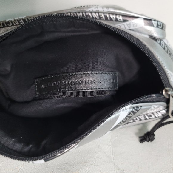 Balenciaga BAG + WALLET Silver Stripe Leather Explorer Belt Waist Fanny Chest - Picture 11 of 17